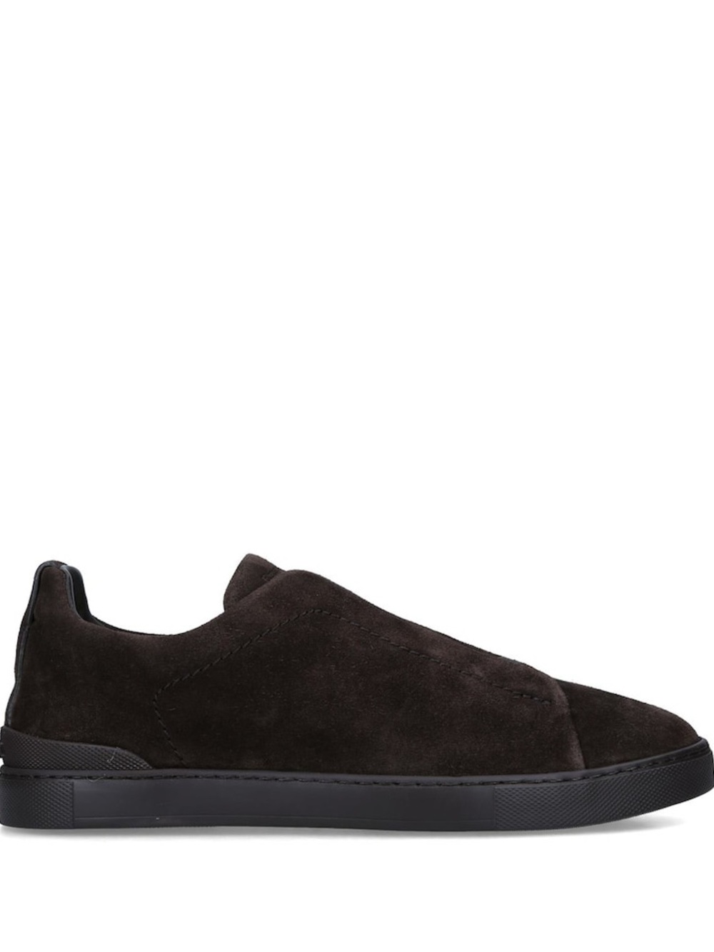 Zegna Men’s Dark Brown Suede Triple Stitch Sneakers | Size 8